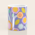 Big pop retro flowers blue Coffee Mug Gallery Image 4