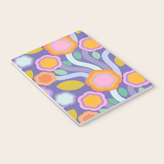 Big pop retro flowers blue Notebook Gallery Image 3
