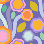 Big pop retro flowers blue Coffee Mug Gallery Image 2