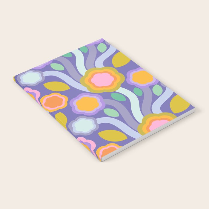 Big pop retro flowers blue Notebook Gallery Image 2