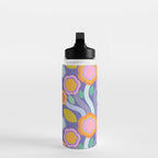 Big pop retro flowers blue Water Bottle Gallery Image 3