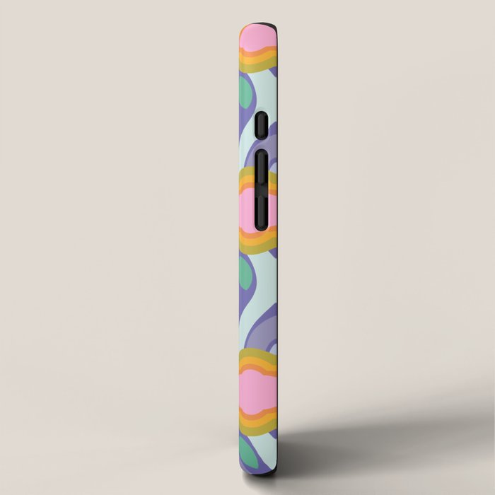 Big pop retro flowers blue iPhone Case Gallery Image 2