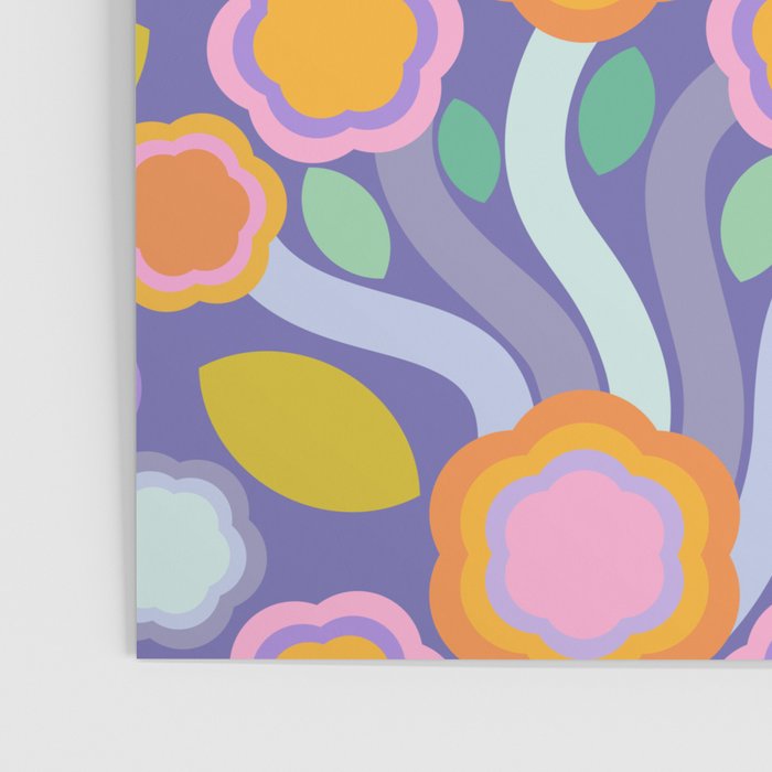 Big pop retro flowers blue Poster Gallery Image 3