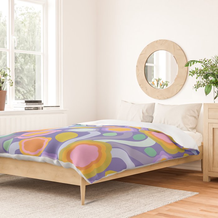 Big pop retro flowers blue Duvet Cover Gallery Image 2