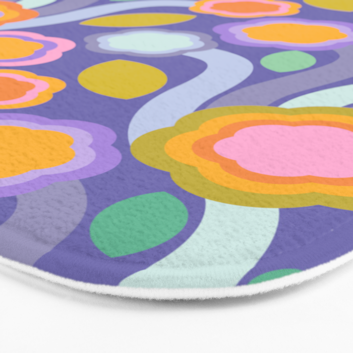 Big pop retro flowers blue Bath Mat Gallery Image 3