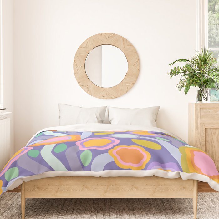 Big pop retro flowers blue Duvet Cover Gallery Image 3
