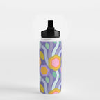 Big pop retro flowers blue Water Bottle Gallery Image 2