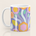 Big pop retro flowers blue Coffee Mug Gallery Image 3