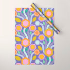 Big pop retro flowers blue Wrapping Paper Gallery Image 1