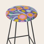 Big pop retro flowers blue Stool Gallery Image 2