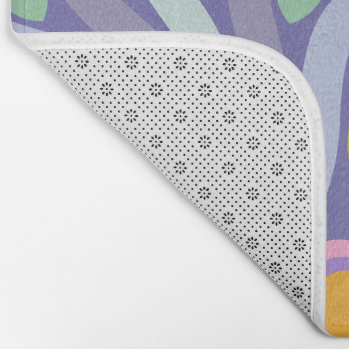 Big pop retro flowers blue Bath Mat Gallery Image 2
