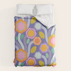 Big pop retro flowers blue Comforter Gallery Image 6