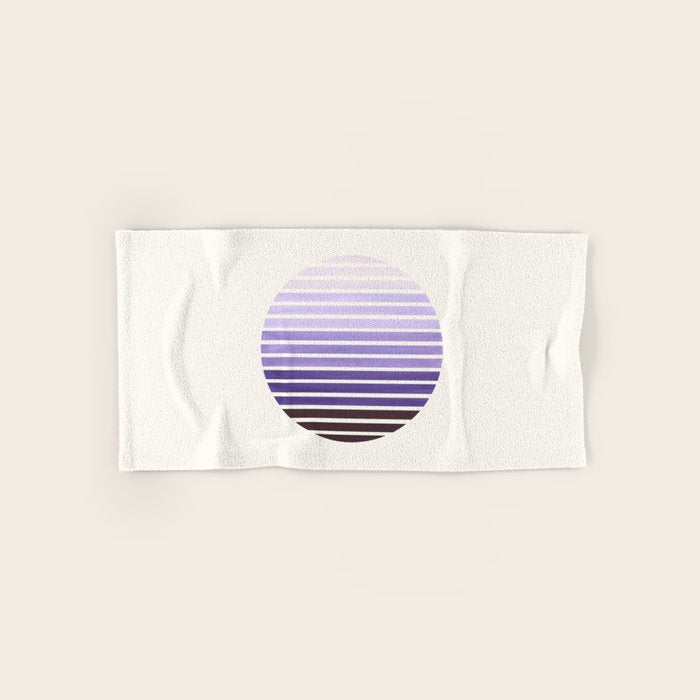 Purple Mid Century Modern Minimalist Scandinavian Colorful Stripes Geometric Pattern Round Circle Fr Bath Towel Gallery Image 1