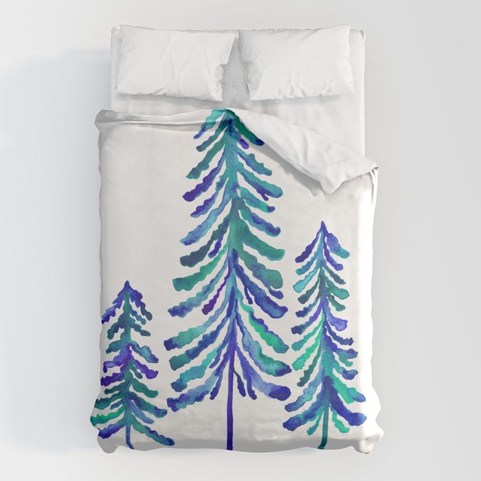 Pine Trees - Navy & Turquoise Palette Duvet Cover Gallery Image 6