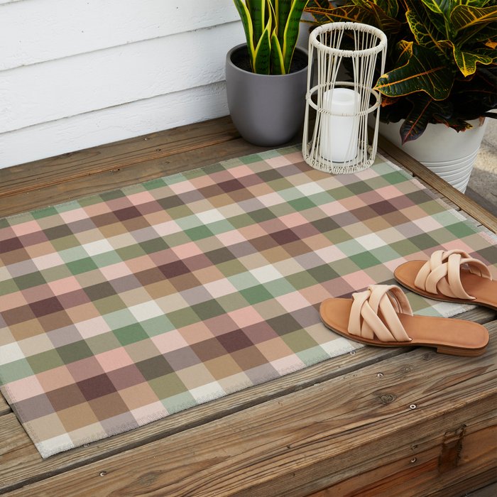 Timberland Gingham Plaid Cozy Heirloom Multi Outdoor Rug Gallery Image 2