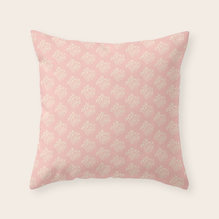 Simple Block Print Pastel Pink and Off- White Pattern Throw Pillow Gallery Image 1