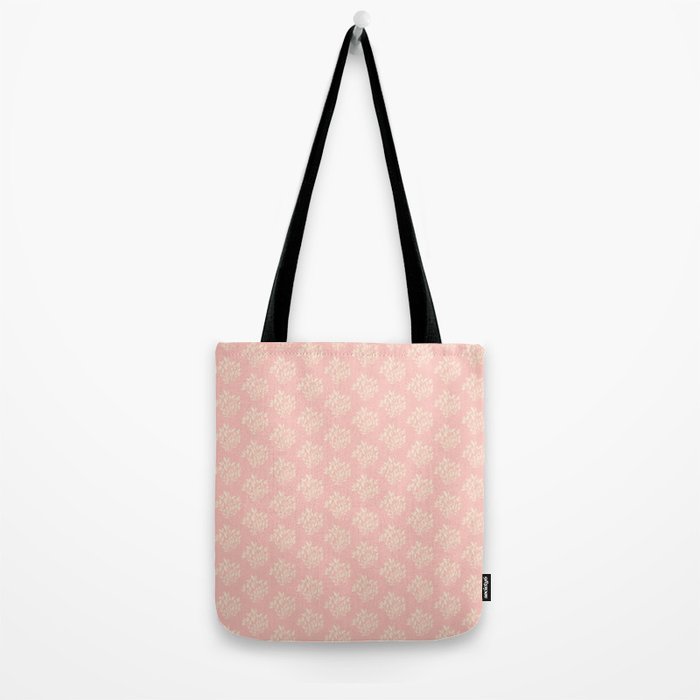 Simple Block Print Pastel Pink and Off- White Pattern Tote Bag Gallery Image 2