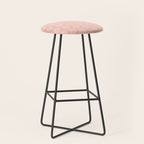 Simple Block Print Pastel Pink and Off- White Pattern Stool Gallery Image 1