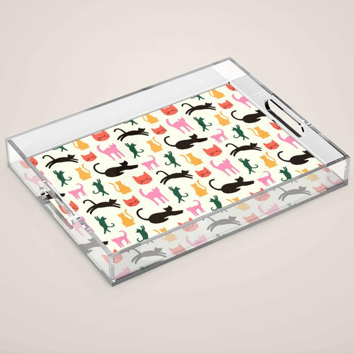 Colorful Cats Pattern Acrylic Tray Gallery Image 1