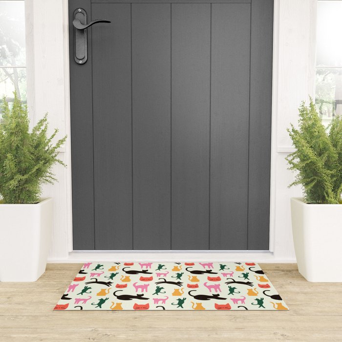 Colorful Cats Pattern Welcome Mat Gallery Image 3