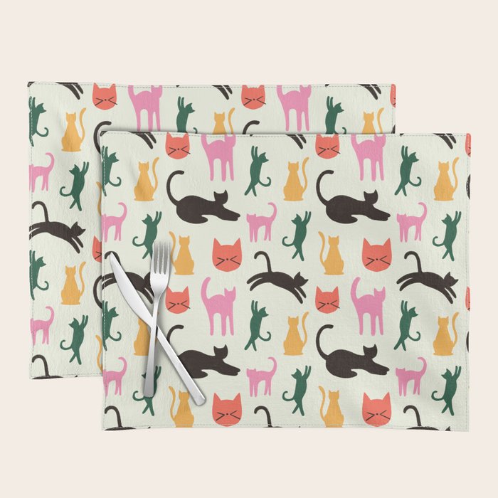Colorful Cats Pattern Placemat Gallery Image 1