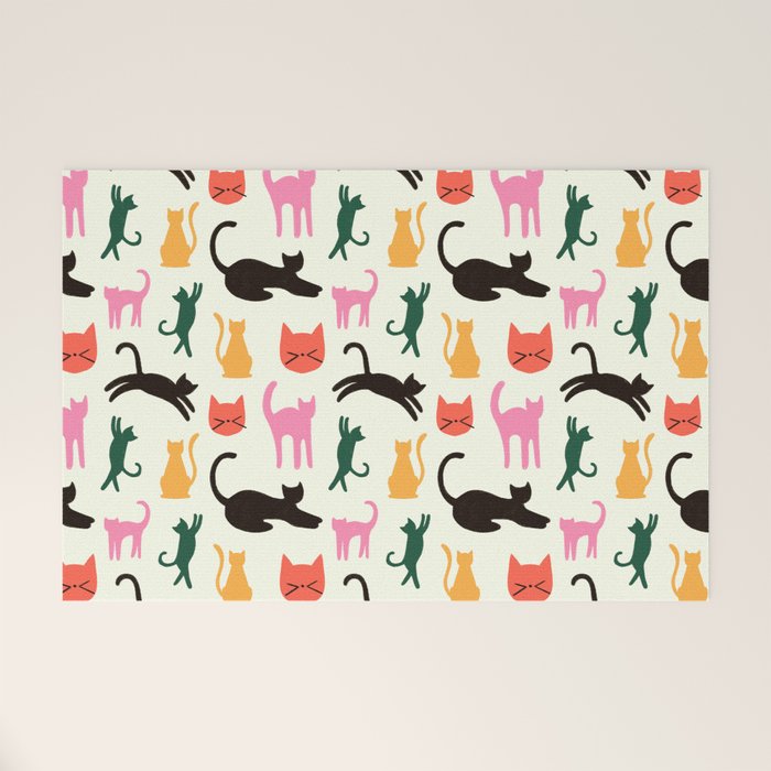 Colorful Cats Pattern Welcome Mat Gallery Image 1