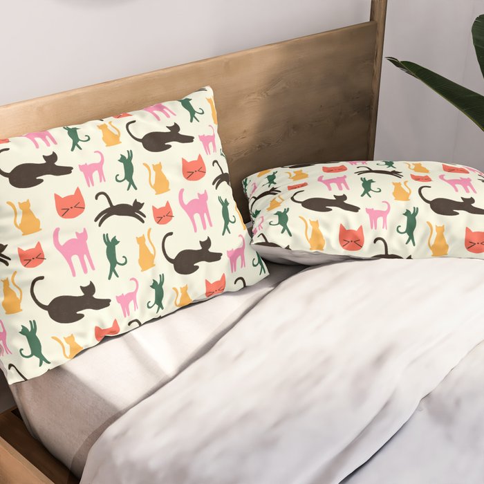 Colorful Cats Pattern Pillow Sham Gallery Image 2