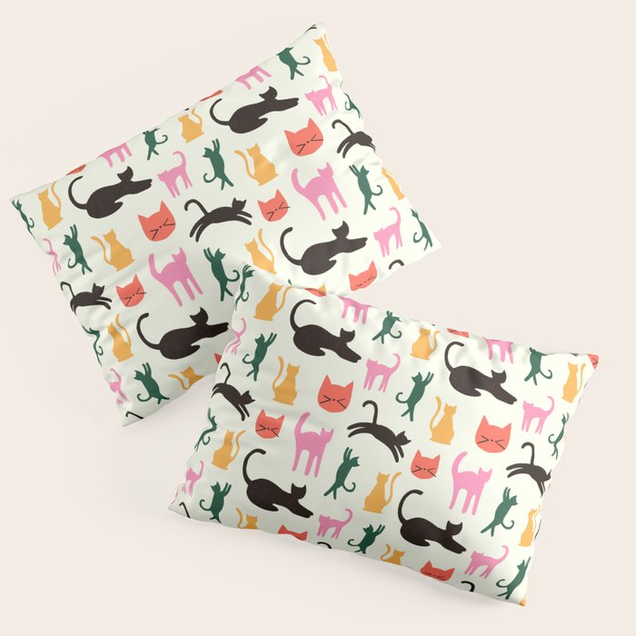 Colorful Cats Pattern Pillow Sham Gallery Image 1