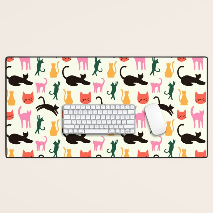Colorful Cats Pattern Desk Mat Gallery Image 1