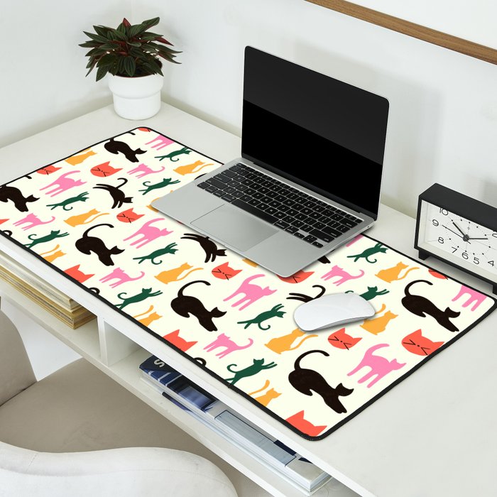 Colorful Cats Pattern Desk Mat Gallery Image 2
