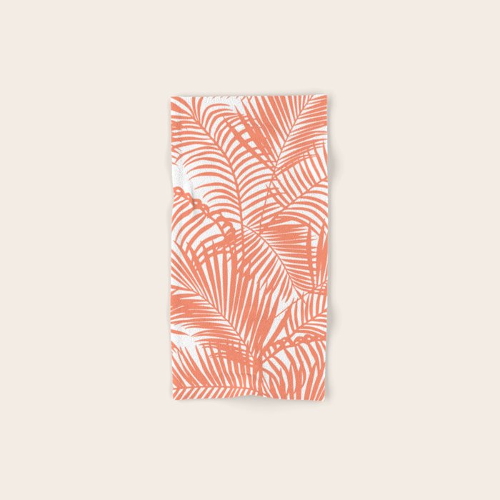 Modern blush coral simple tropical  palm tree pattern Bath Towel Gallery Image 1