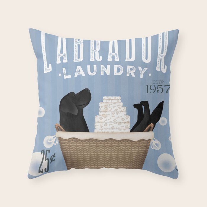 Lab laundry wash dry labrador black dog  Throw Pillow Gallery Image 6