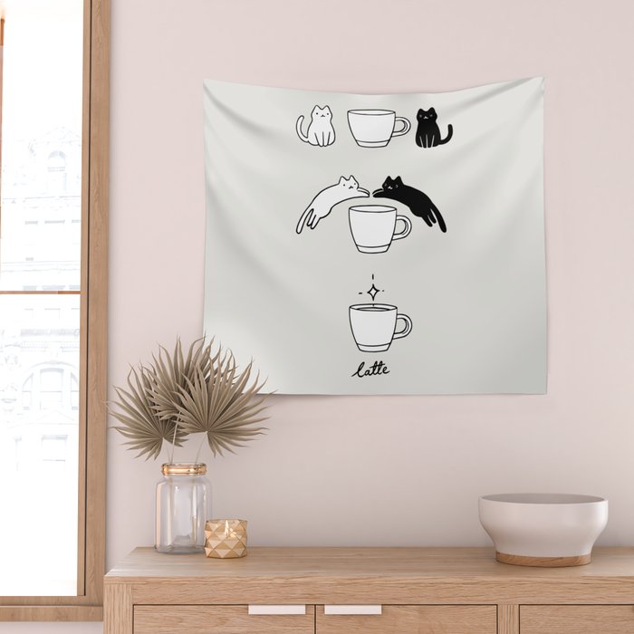 Coffee Cat 2: Catte Wall Tapestry Gallery Image 2