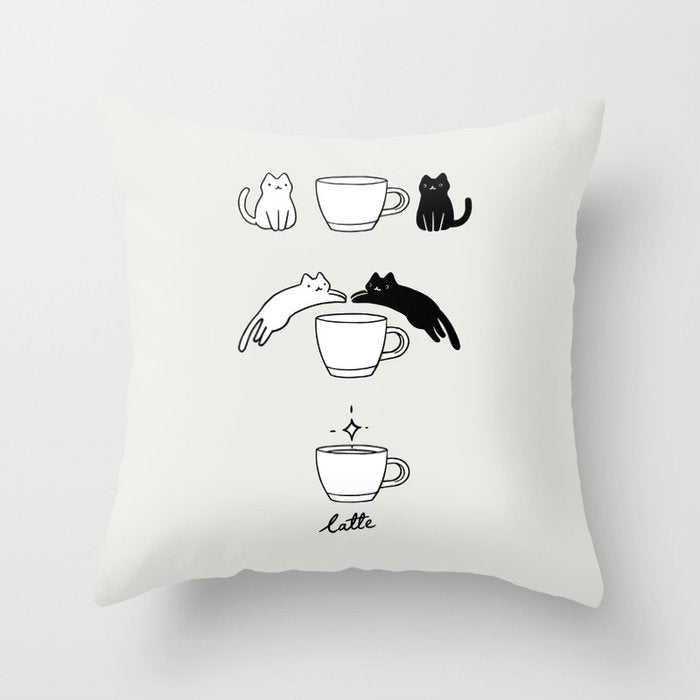 Coffee Cat 2: Catte Throw Pillow Gallery Image 1