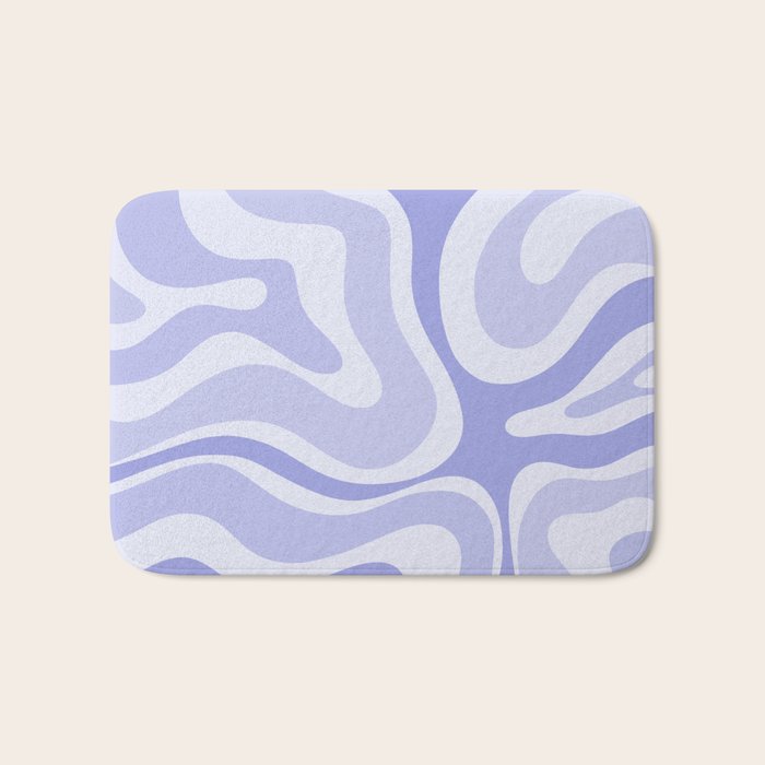 Modern Retro Liquid Swirl Abstract in Light Lavender Purple Bath Mat Gallery Image 1