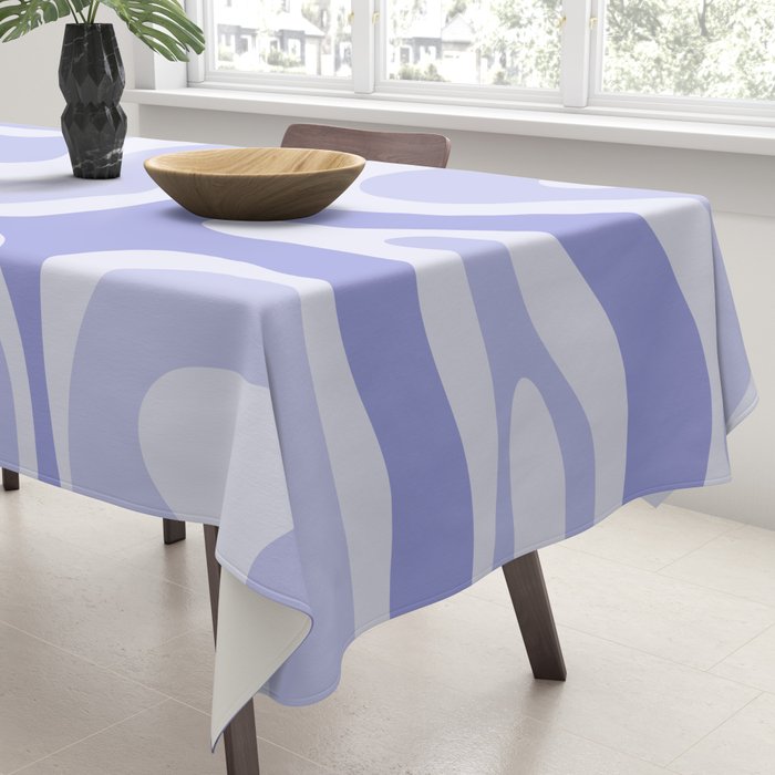 Modern Retro Liquid Swirl Abstract in Light Lavender Purple Tablecloth Gallery Image 3