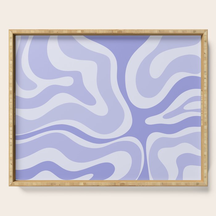 Modern Retro Liquid Swirl Abstract in Light Lavender Purple Serving Tray Gallery Image 1