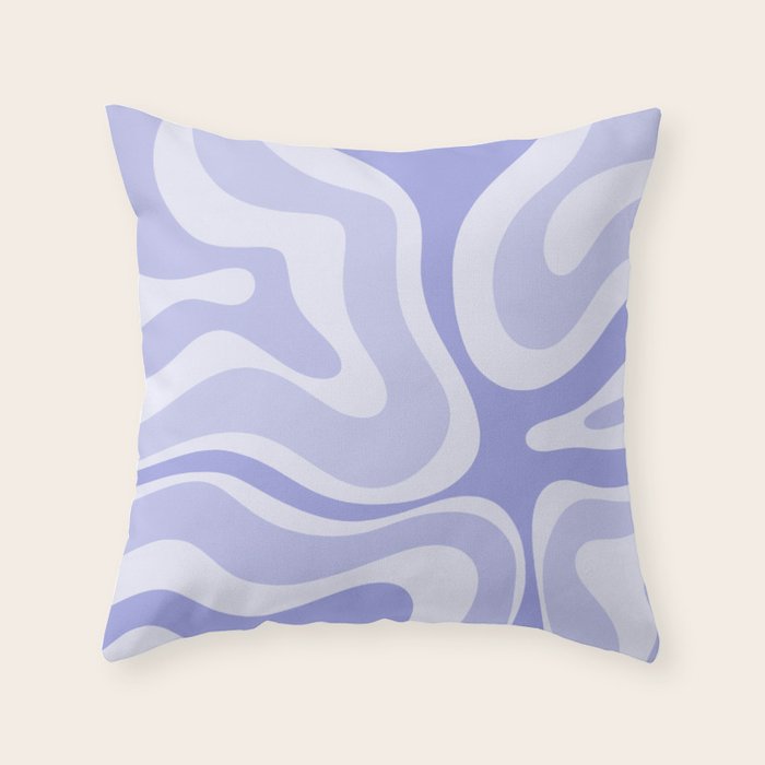 Modern Retro Liquid Swirl Abstract in Light Lavender Purple Throw Pillow Gallery Image 1