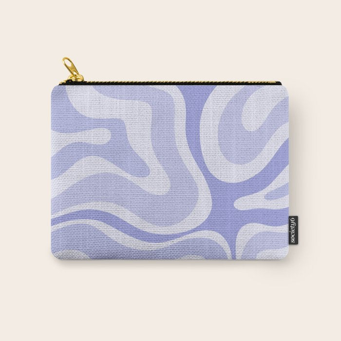 Modern Retro Liquid Swirl Abstract in Light Lavender Purple Carry All Pouch Gallery Image 1