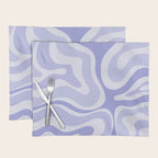 Modern Retro Liquid Swirl Abstract in Light Lavender Purple Placemat Gallery Image 1