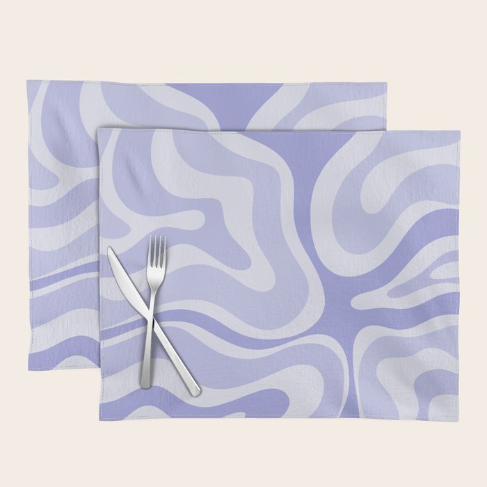 Modern Retro Liquid Swirl Abstract in Light Lavender Purple Placemat Gallery Image 1