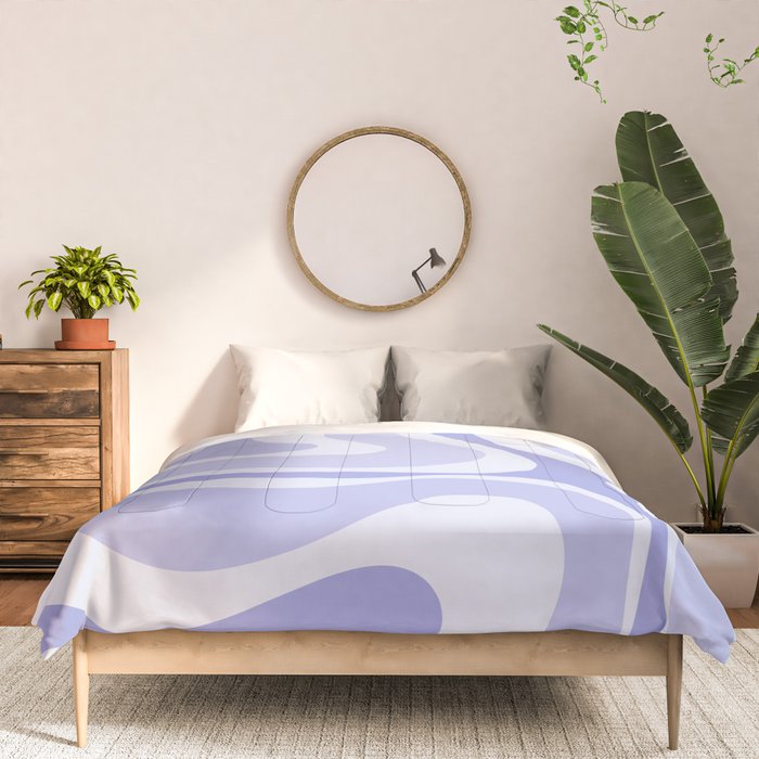 Modern Retro Liquid Swirl Abstract in Light Lavender Purple Comforter Gallery Image 3