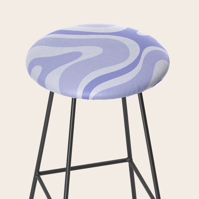 Modern Retro Liquid Swirl Abstract in Light Lavender Purple Stool Gallery Image 2