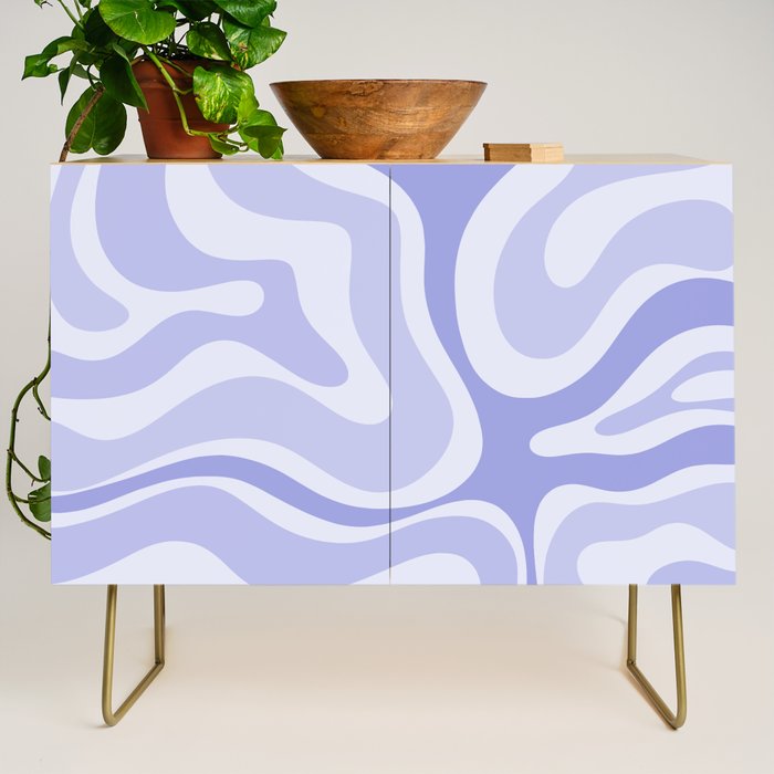 Modern Retro Liquid Swirl Abstract in Light Lavender Purple Credenza Gallery Image 1