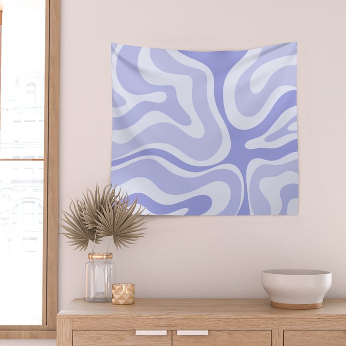 Modern Retro Liquid Swirl Abstract in Light Lavender Purple Wall Tapestry Gallery Image 2