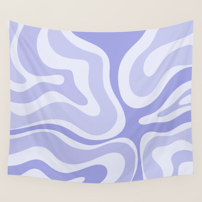 Modern Retro Liquid Swirl Abstract in Light Lavender Purple Wall Tapestry Gallery Image 1