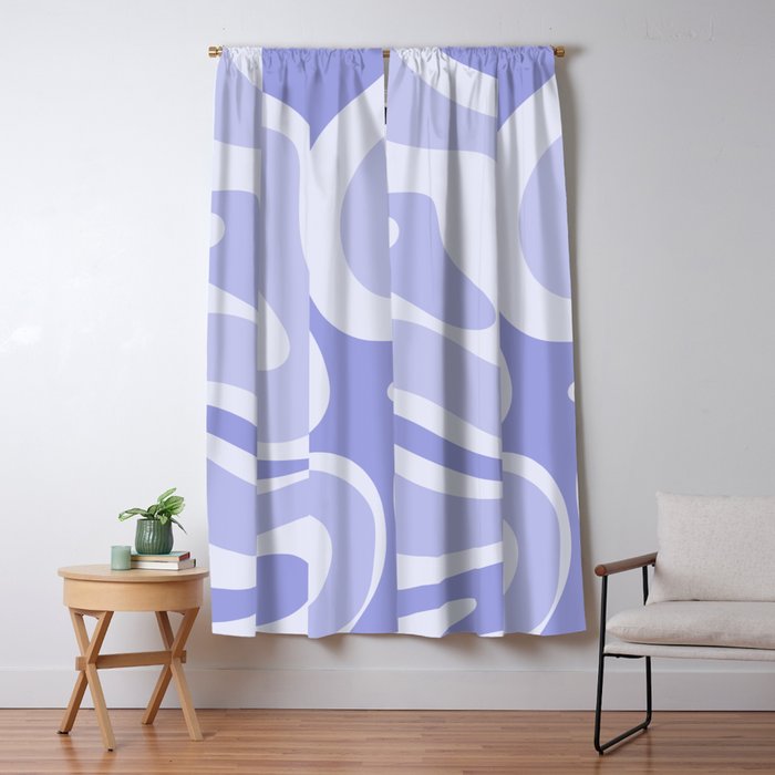 Modern Retro Liquid Swirl Abstract in Light Lavender Purple Window Curtain Gallery Image 1