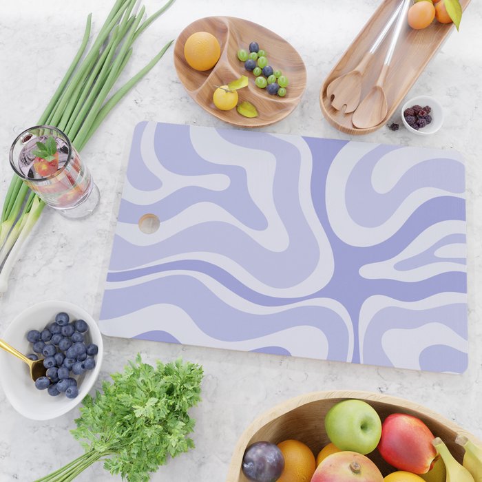 Modern Retro Liquid Swirl Abstract in Light Lavender Purple Cutting Board Gallery Image 2