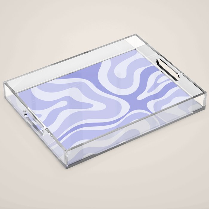Modern Retro Liquid Swirl Abstract in Light Lavender Purple Acrylic Tray Gallery Image 1