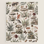Woodland Vibes Mushroom And Fern Pattern Beige Jigsaw Puzzle Gallery Image 1